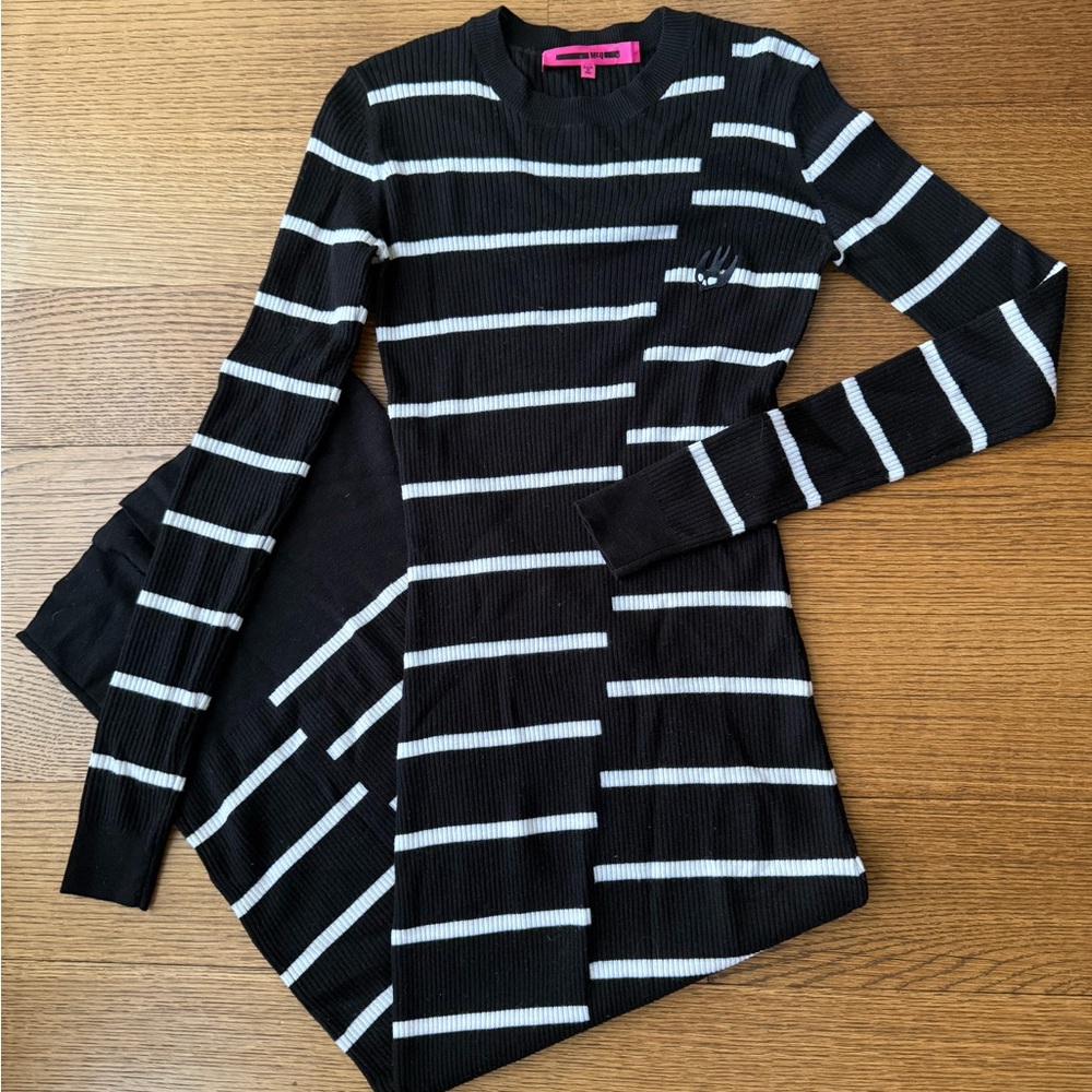 Alexander McQueen Black and White Striped Dress